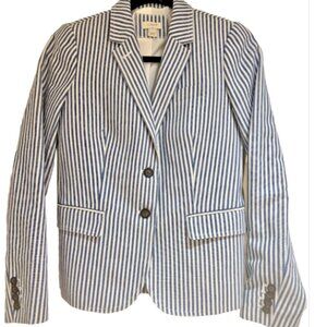 J Crew Schoolboy Striped Blue & White Preppy Blazer Size 4